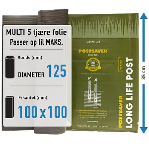 POSTSAVER FOLIE op til rund Ø125 ell. firk. 100 x 100 mm hegnsstolper