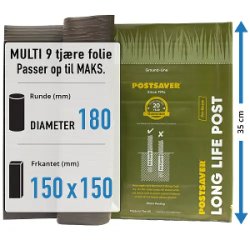 POSTSAVER FOLIE op til rund Ø180 ell. firk. 150 x 150 mm hegnsstolper