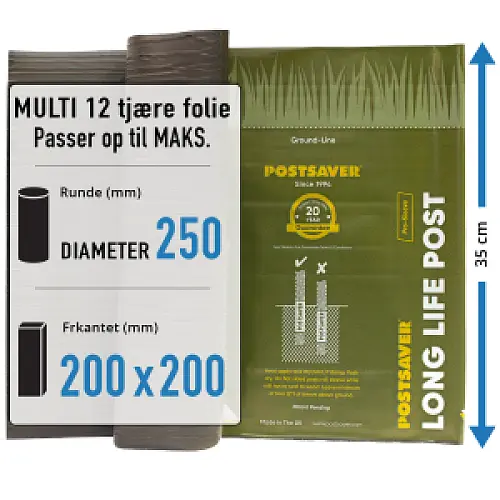 POSTSAVER FOLIE op til rund Ø250 ell. firk. 200 x 200 mm hegnsstolper